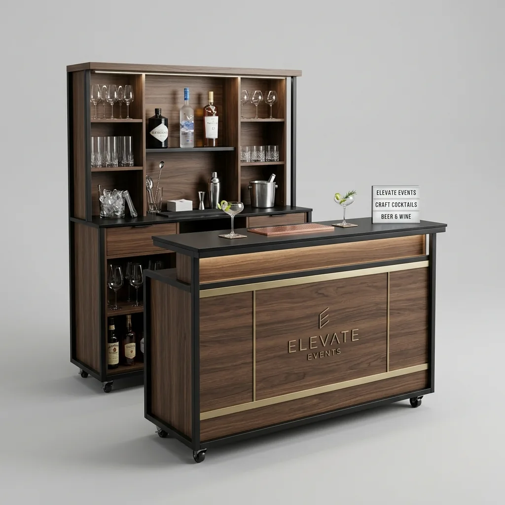 Mobile bar counter rental for events in Cagliari