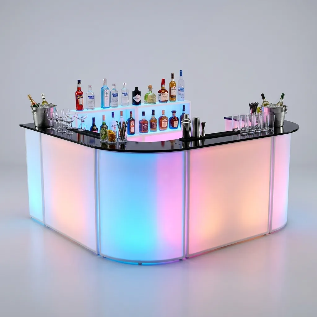 Illuminated bar counter hire in Cagliari